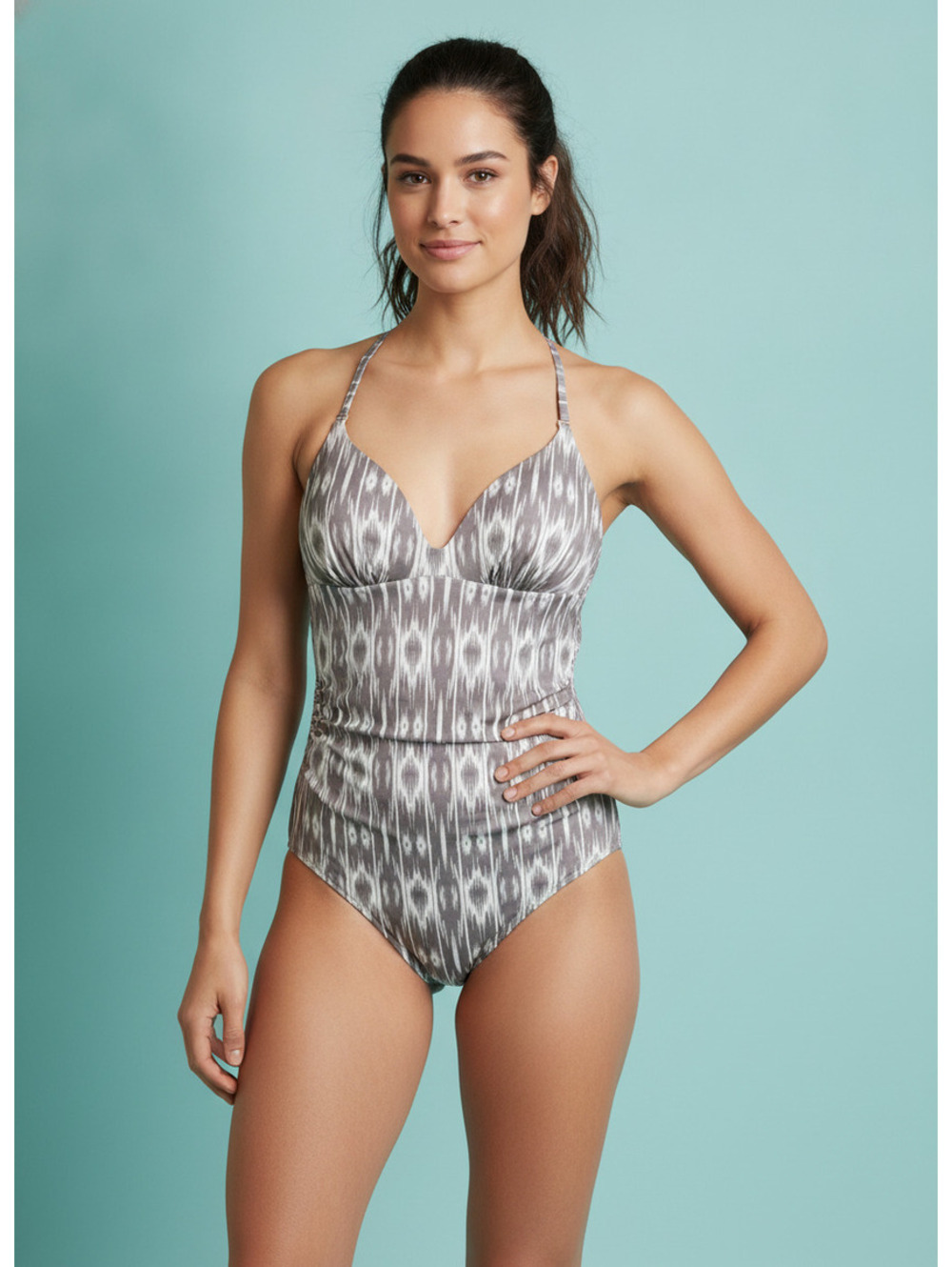 Athleta Women's One-Piece Swimsuit Size Small Gray Pattern